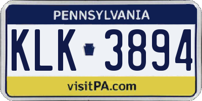 PA license plate KLK3894
