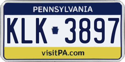 PA license plate KLK3897