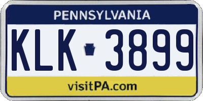 PA license plate KLK3899