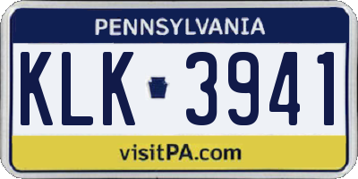 PA license plate KLK3941