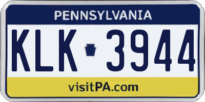 PA license plate KLK3944