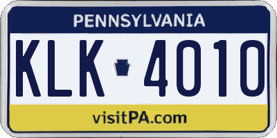 PA license plate KLK4010