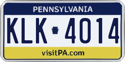 PA license plate KLK4014
