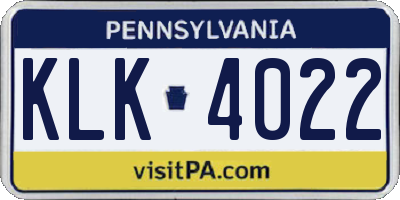 PA license plate KLK4022