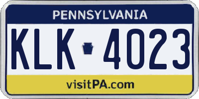 PA license plate KLK4023