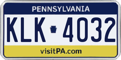 PA license plate KLK4032