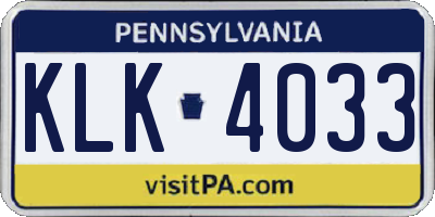 PA license plate KLK4033