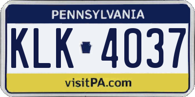 PA license plate KLK4037