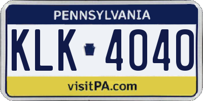 PA license plate KLK4040