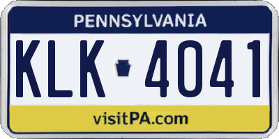 PA license plate KLK4041