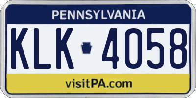 PA license plate KLK4058