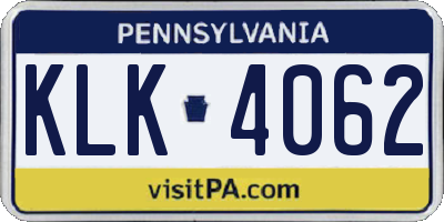 PA license plate KLK4062