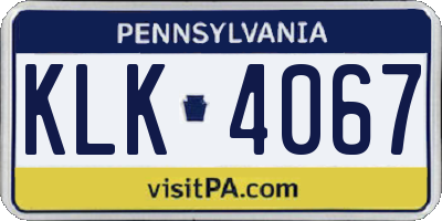 PA license plate KLK4067