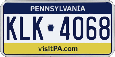 PA license plate KLK4068