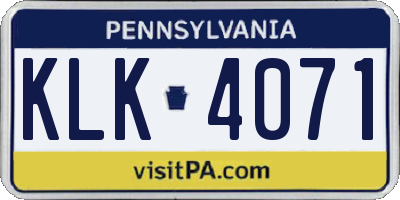PA license plate KLK4071
