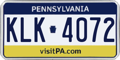 PA license plate KLK4072