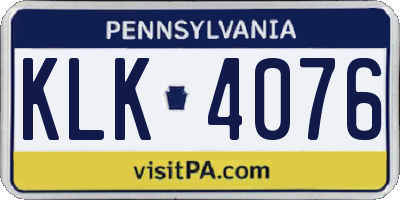 PA license plate KLK4076