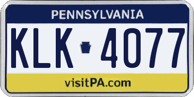 PA license plate KLK4077