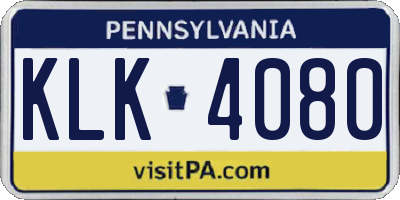 PA license plate KLK4080