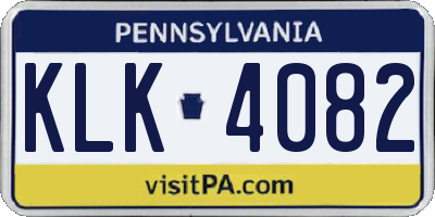 PA license plate KLK4082
