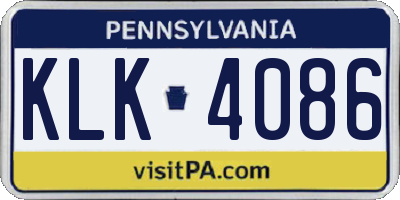 PA license plate KLK4086