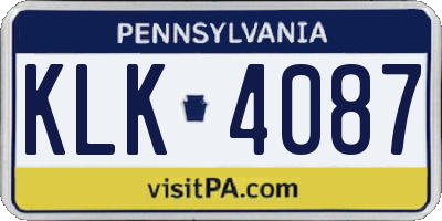 PA license plate KLK4087