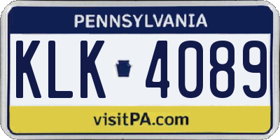 PA license plate KLK4089