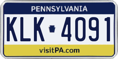 PA license plate KLK4091