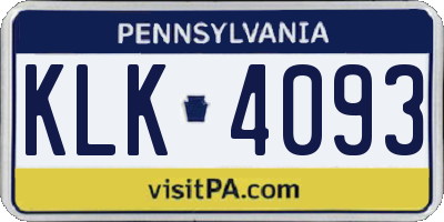 PA license plate KLK4093