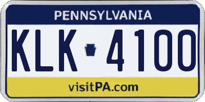 PA license plate KLK4100