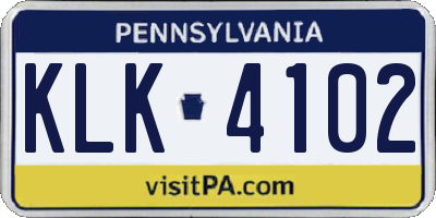 PA license plate KLK4102