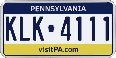 PA license plate KLK4111