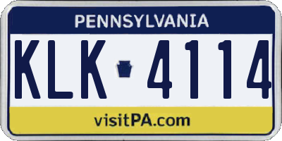 PA license plate KLK4114