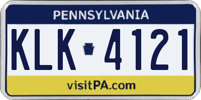 PA license plate KLK4121