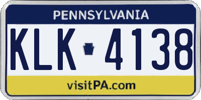 PA license plate KLK4138