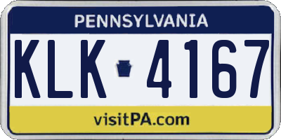 PA license plate KLK4167