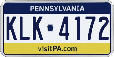 PA license plate KLK4172