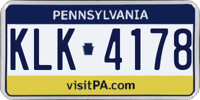PA license plate KLK4178