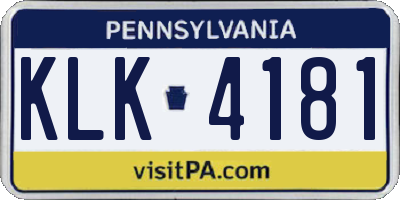 PA license plate KLK4181