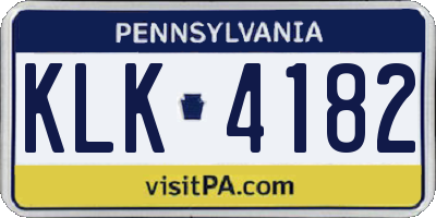 PA license plate KLK4182