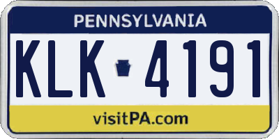 PA license plate KLK4191