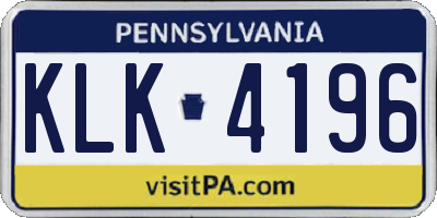 PA license plate KLK4196
