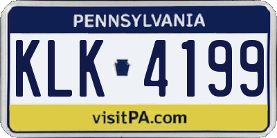 PA license plate KLK4199