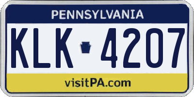 PA license plate KLK4207