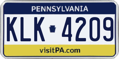 PA license plate KLK4209