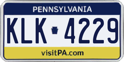 PA license plate KLK4229