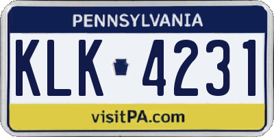 PA license plate KLK4231