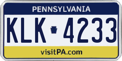 PA license plate KLK4233