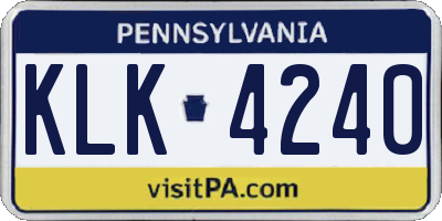 PA license plate KLK4240