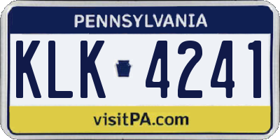PA license plate KLK4241